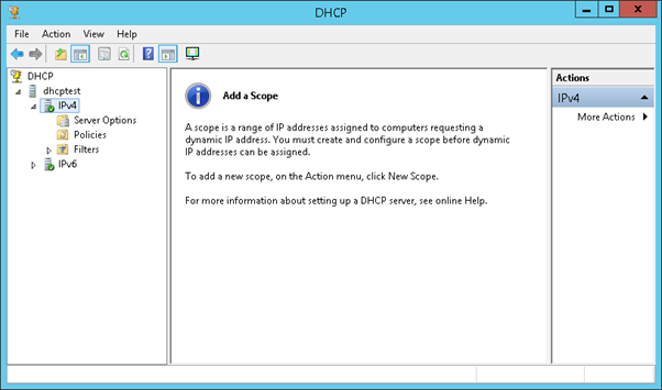 DHCP console