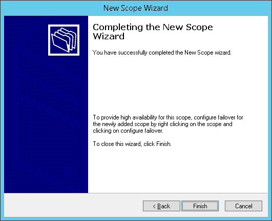Complete new scope wizard