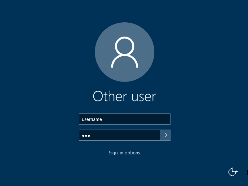 Windows login interface